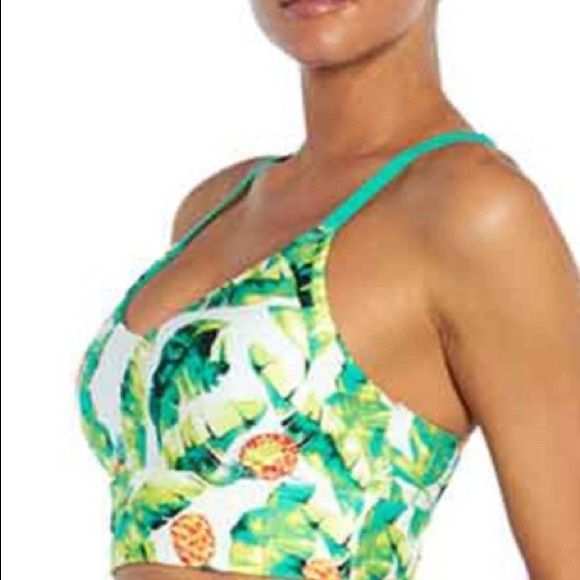 NWT Wildfox Sweat Green & Yellow Sports Bra - Picture 2 of 4